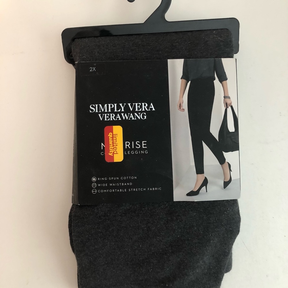 Simply Vera Vera Wang Mid Rise Cotton Leggings 2X Grey Heather